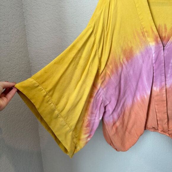 Young Fabulous & Broke Pink Yellow Orange Tie Dye Boho Blouse - Size XS - EUC - Picture 3 of 7